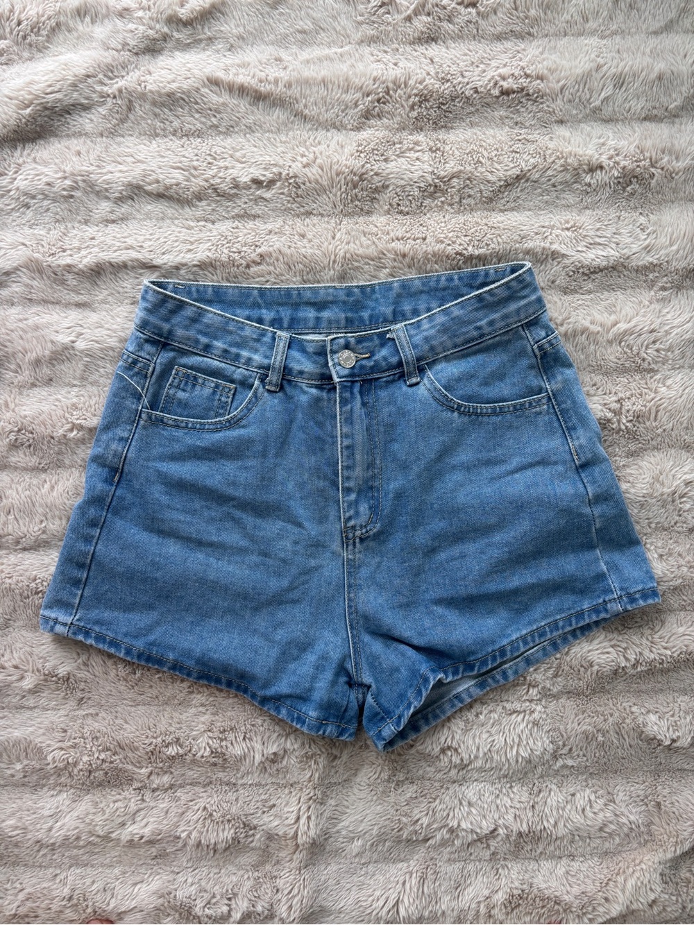 SHEIN Medium Blue High-Waist Denim Shorts
